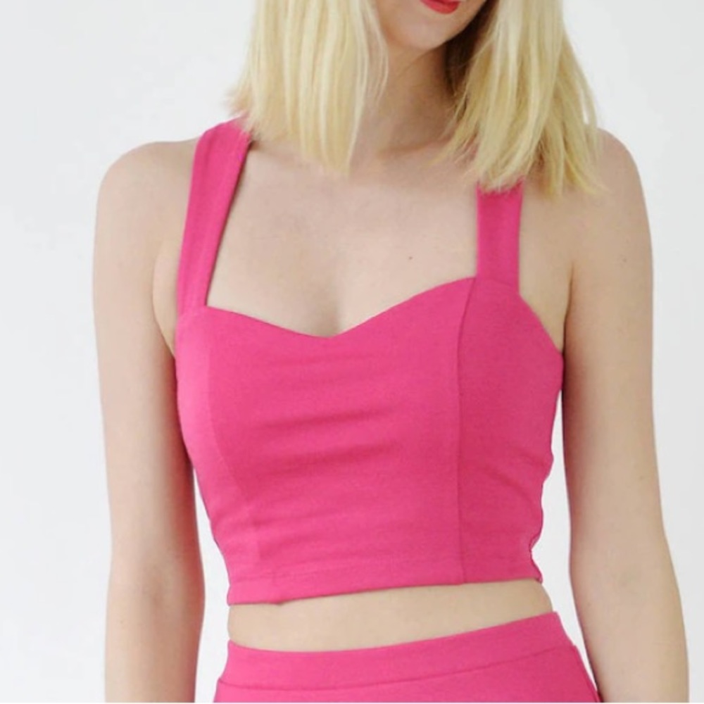 INC Crop Top Bralet in Hot Pink Strappy Fitted Size XS - Picture 1 of 9